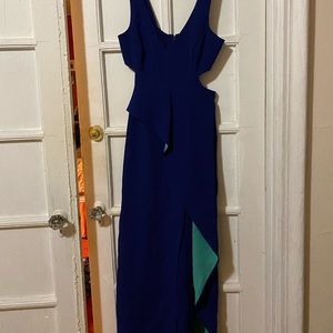 BCBG ruffle slit dress